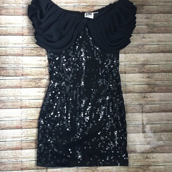 Vintage Dresses & Skirts - Vintage NiteLine Black Sequin Cocktail Party Dress